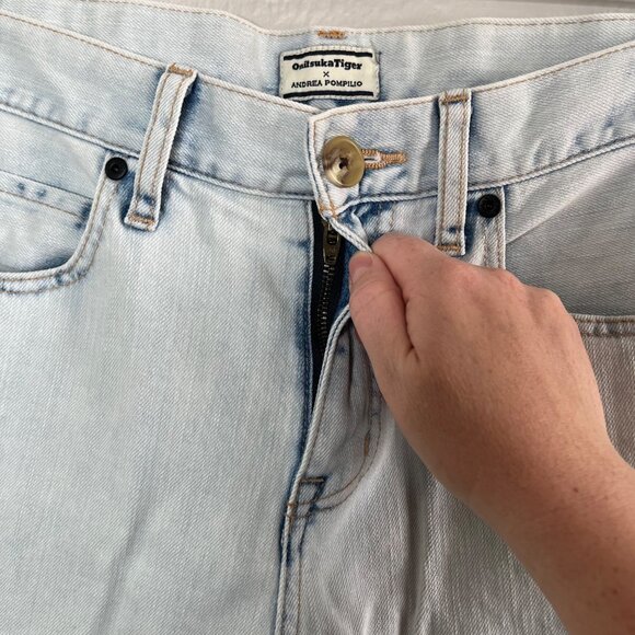 Onitsuka Tiger X Andrea Pompilio  Light Wash Cropped Jeans Size Small - Picture 4 of 15